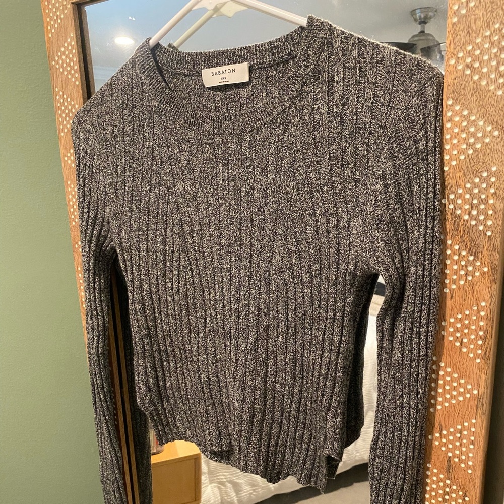 Babaton black and white marbled crop sweater